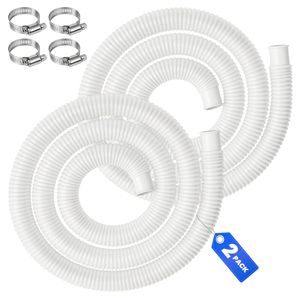 LuxBlue 2Pcs 59-inch pool hose with clamps for above-ground filtration