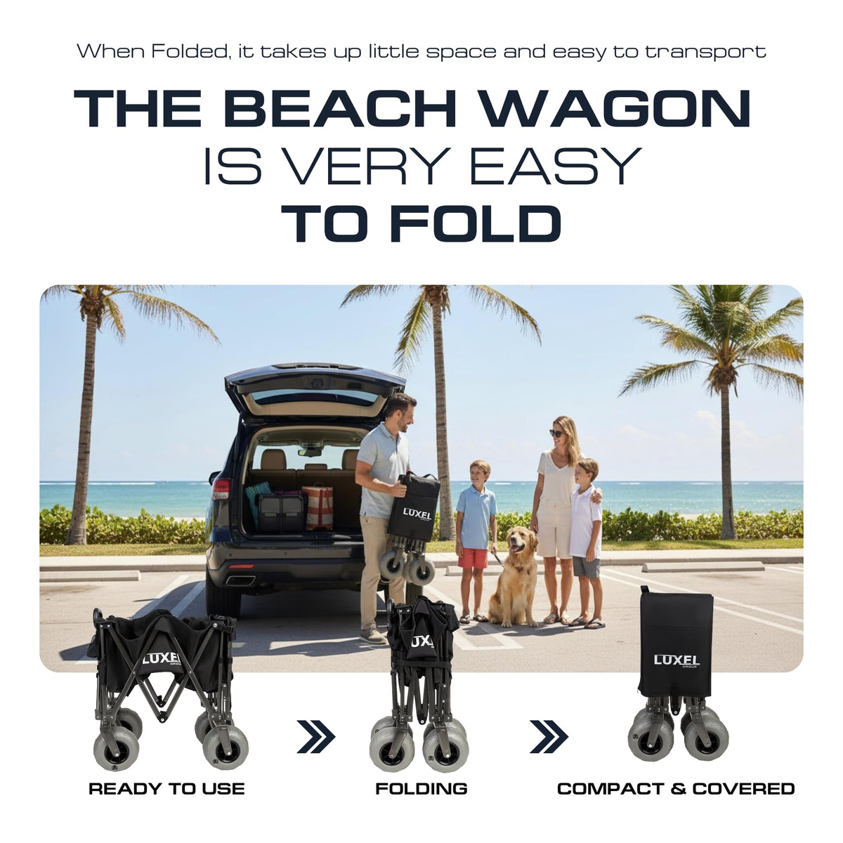 Luxel Heavy-Duty Camping Wagon with steel frame boosts durability for outdoor use
