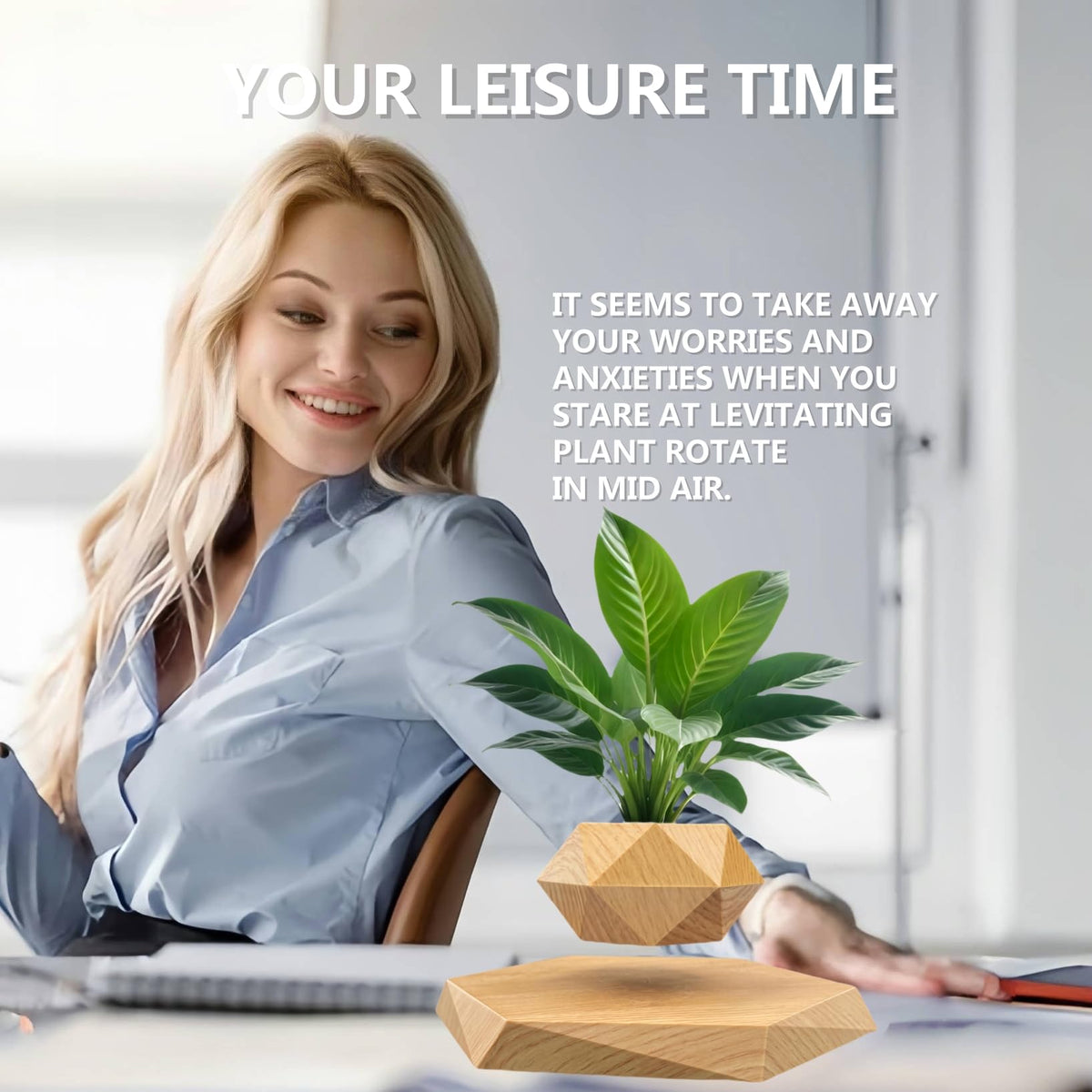 Luxelinc floating plant pot base displays stable support for small greenery on desks