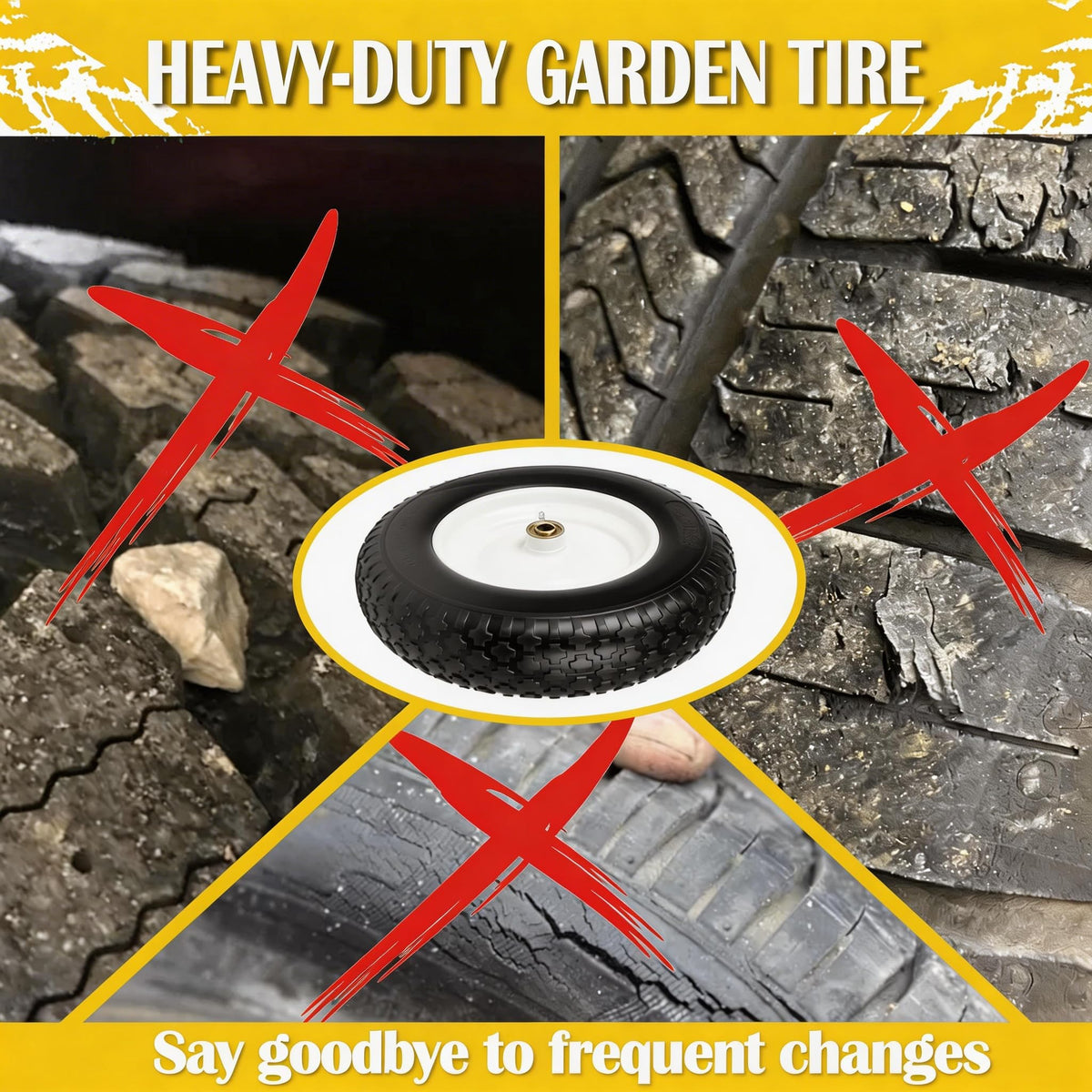Luxlead flat-free tire showing adjustable hub and bearings for versatile compatibility.