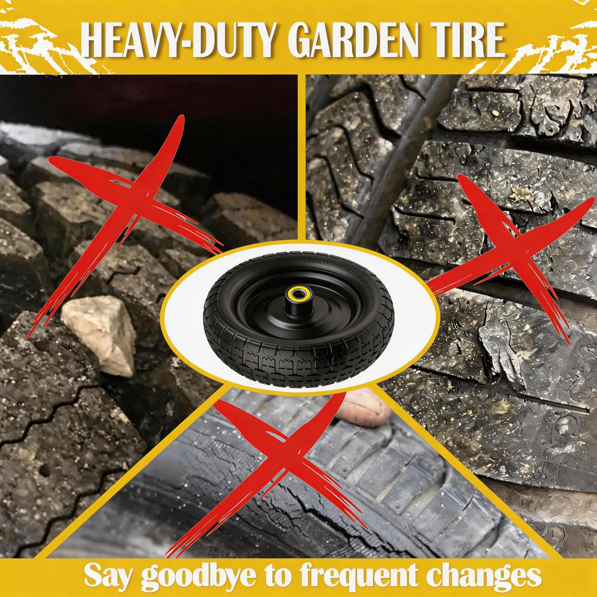 Luxlead solid rubber wheel for garden cart—reliable support for dynamic loads.