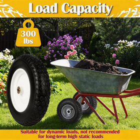 Luxlead two-pack flat-free wheelbarrow tire ready for quick replacement.