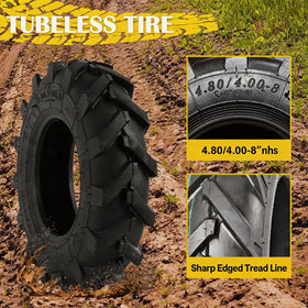 Luxlead 4.80-4.00-8 tread depth detail highlighting traction on uneven ground