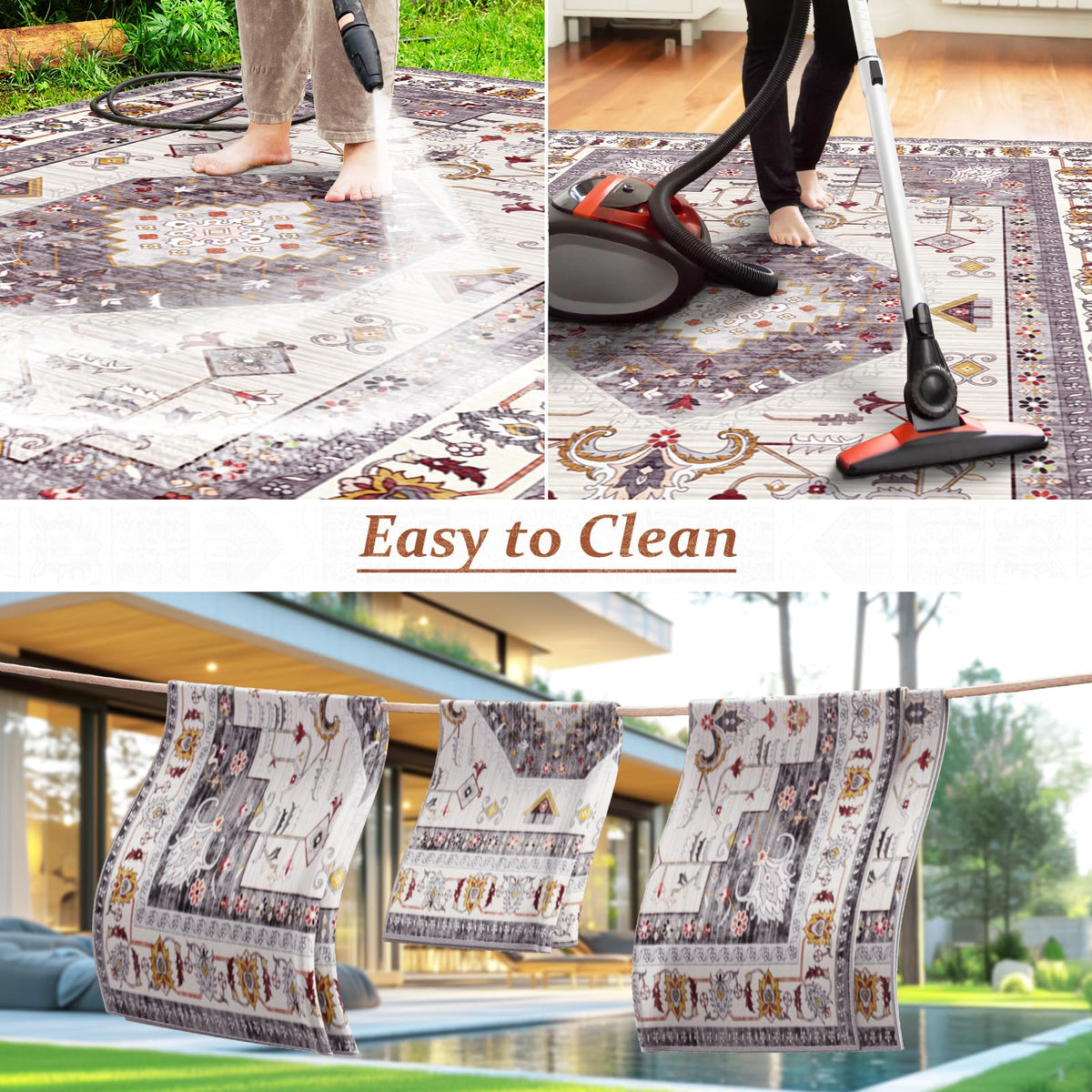 LuxStep rug in an RV living area illustrates versatile sizing and space-friendly setup.