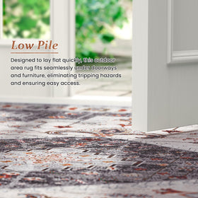 LuxStep ultra-thin rug under a door shows flat-lay design for easy passage.