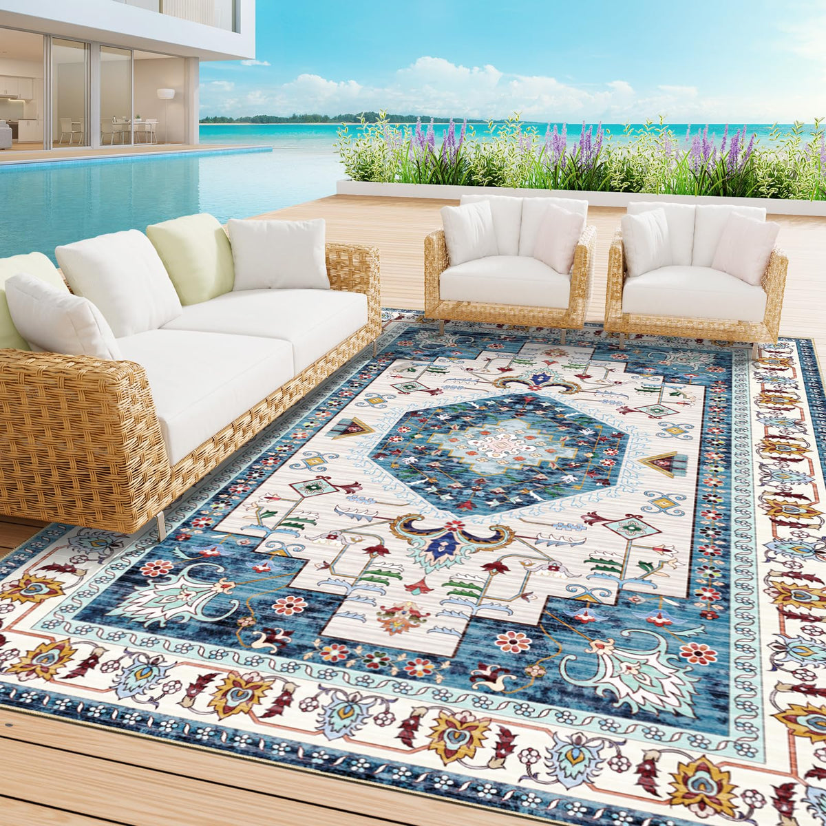 LuxStep 8x10 indoor-outdoor rug overview for patios and living spaces