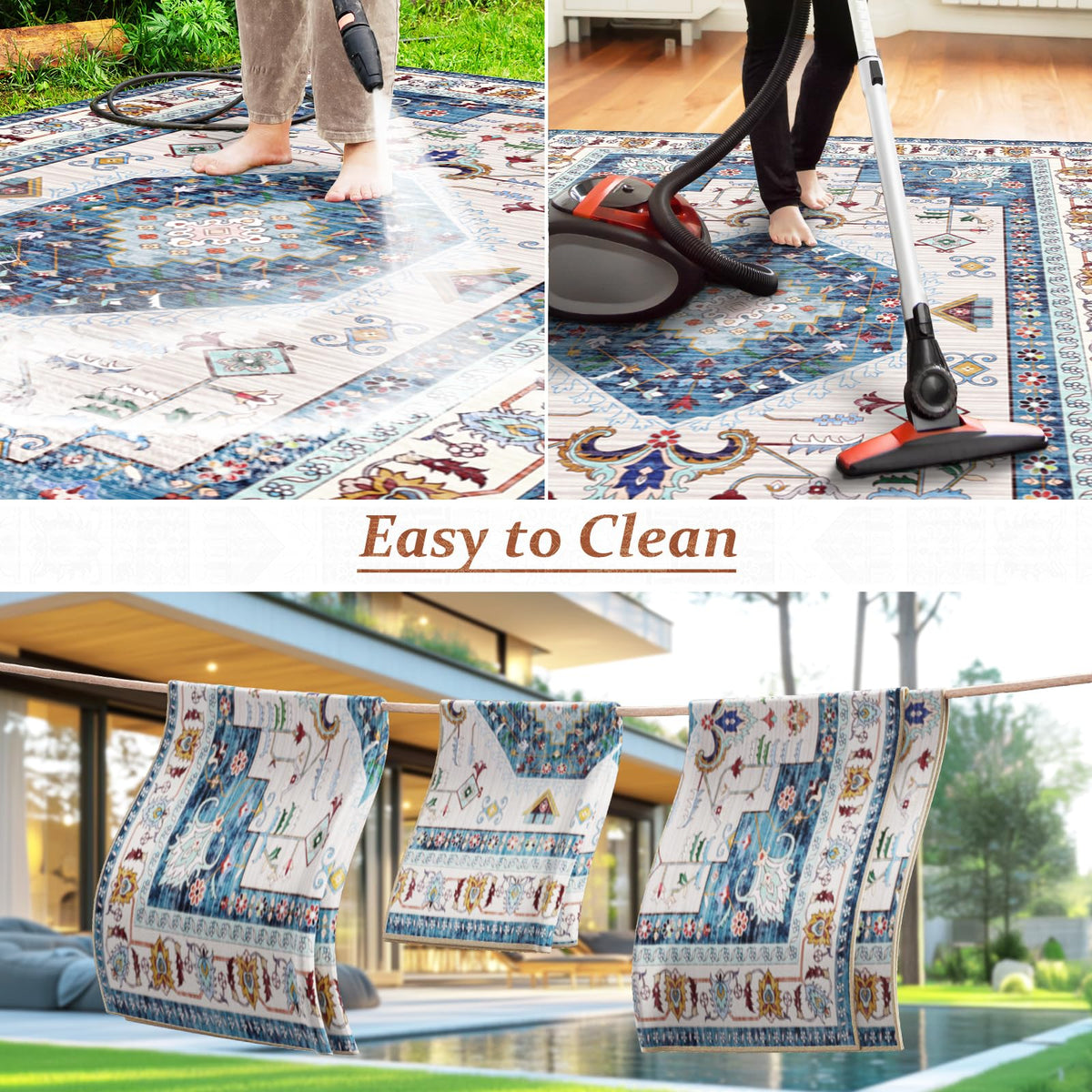 LuxStep patio entryway rug fits under doors for safer passage.