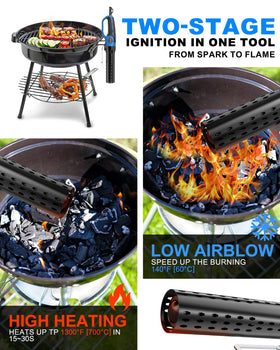 Luxter charcoal starter ergonomic-soft-grip-handle for comfortable grilling sessions.