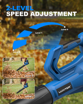 Dual 4.0Ah batteries with fast charger included with LUXTER blower.