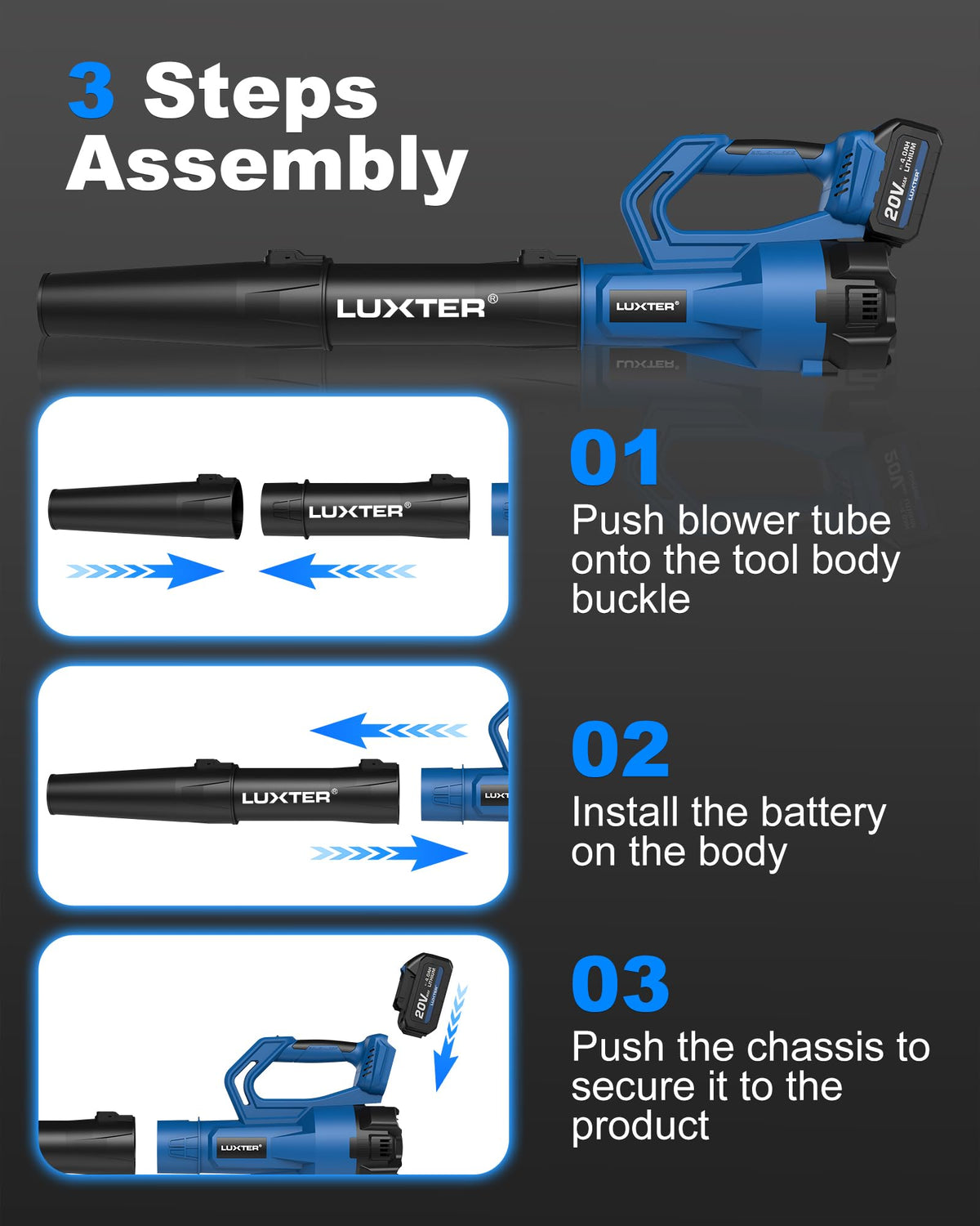 Ergonomic handle and compact build ideal for extended yard use with LUXTER.