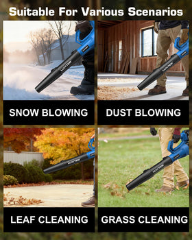 Ergonomic handle on the LUXTER blower to reduce arm fatigue.