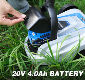 Luxter safety lock and start switch ensure secure operation during mowing tasks.