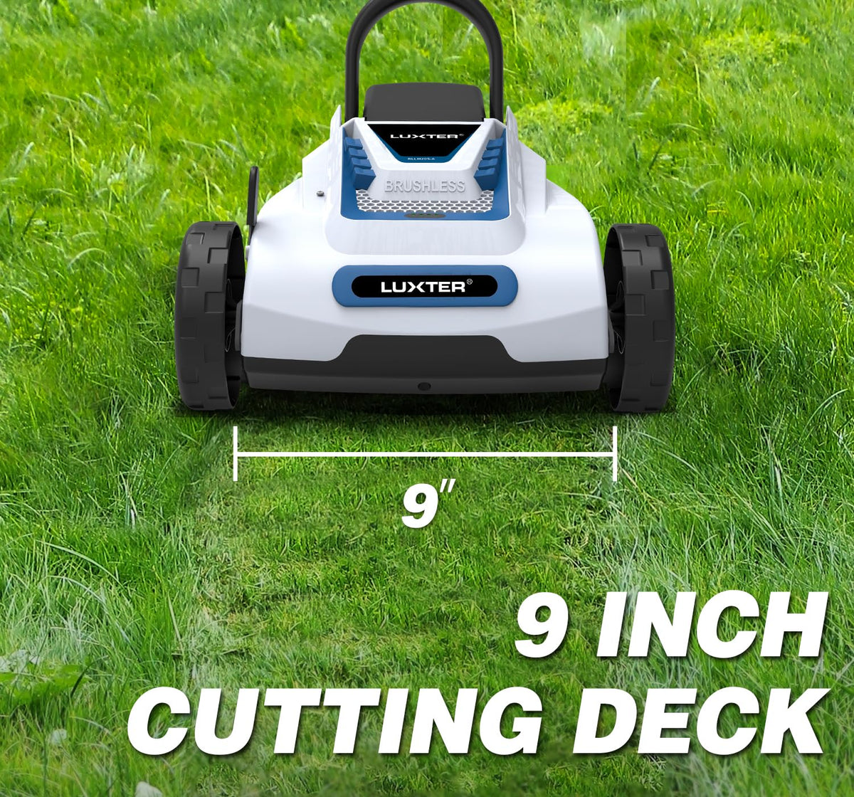 Luxter smart lift-sensor prevents starts when lifted for safer mowing in corners.