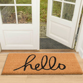 LuxUrux welcome mat front door with coir texture traps dirt at entry