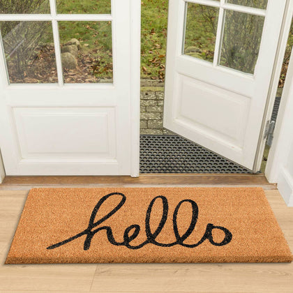LuxUrux welcome mat front door with coir texture traps dirt at entry