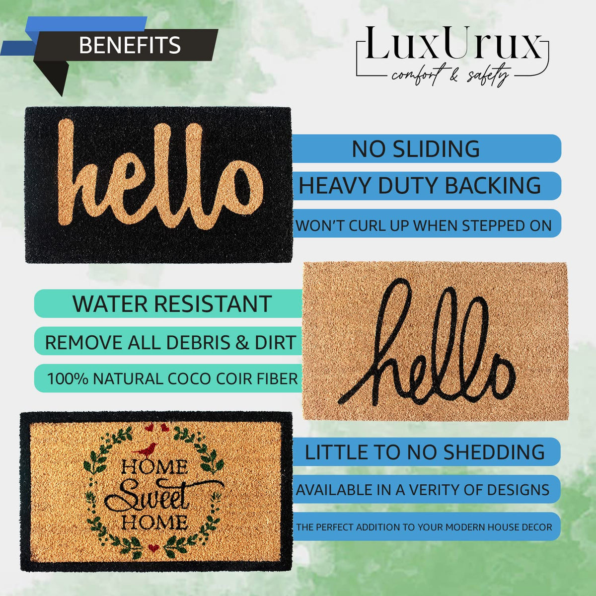 LuxUrux welcome mat natural coir texture adds rustic warmth to any doorway