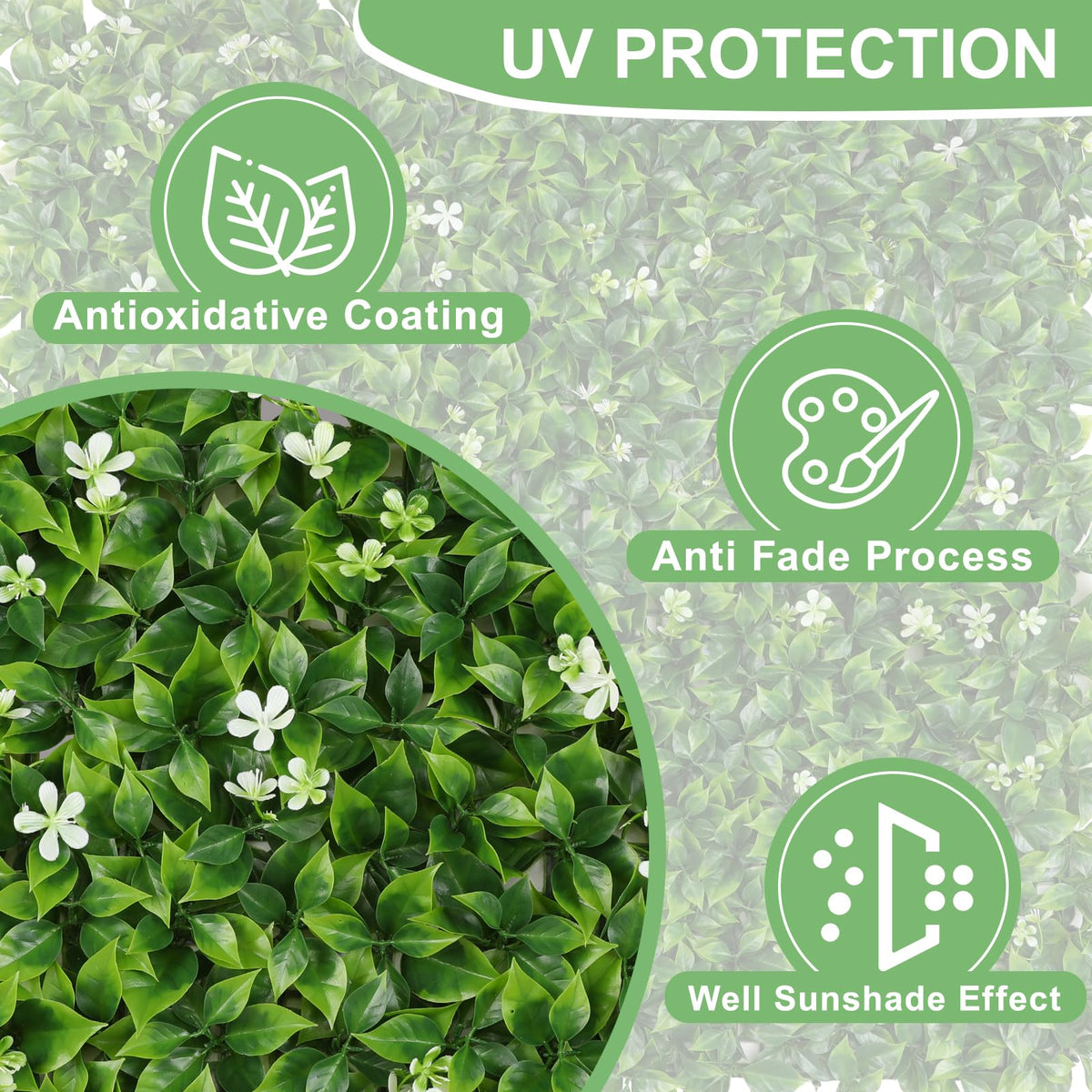 Luyue grass wall panel installation kit shows zip ties and edge hooks.
