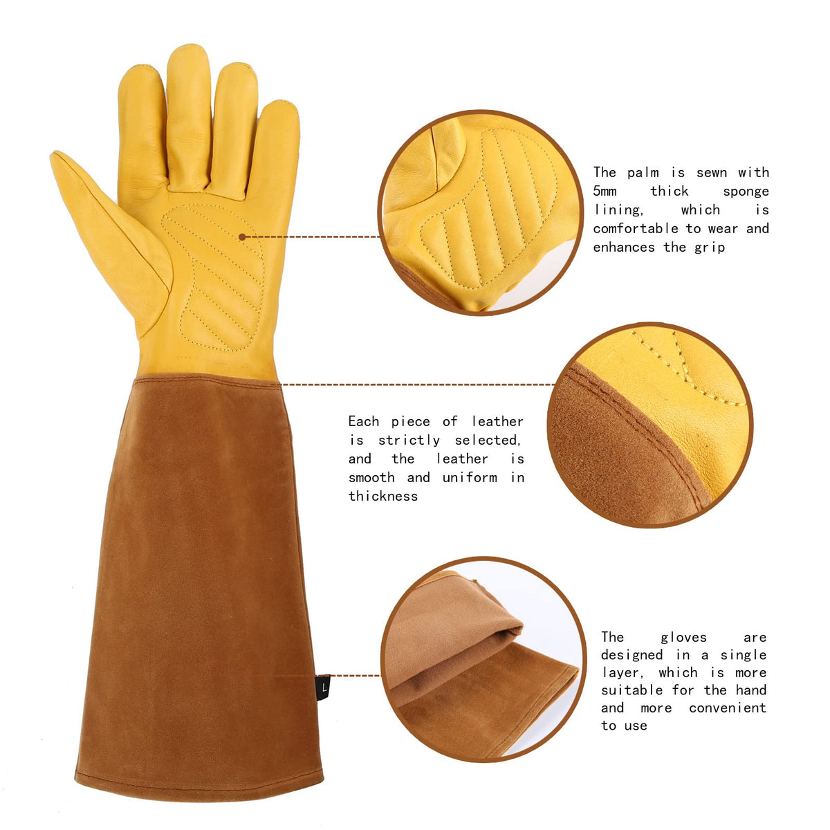 LUZAYA Rose Pruning Gloves ergonomic design protects forearms during pruning