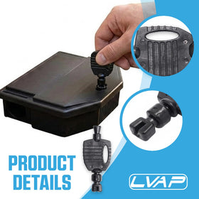 LVAP bait station maintenance image highlights easy refilling and cleaning.