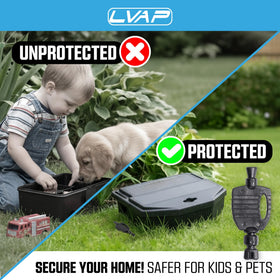 LVAP heavy-duty plastic key resists wear in outdoor pest control.