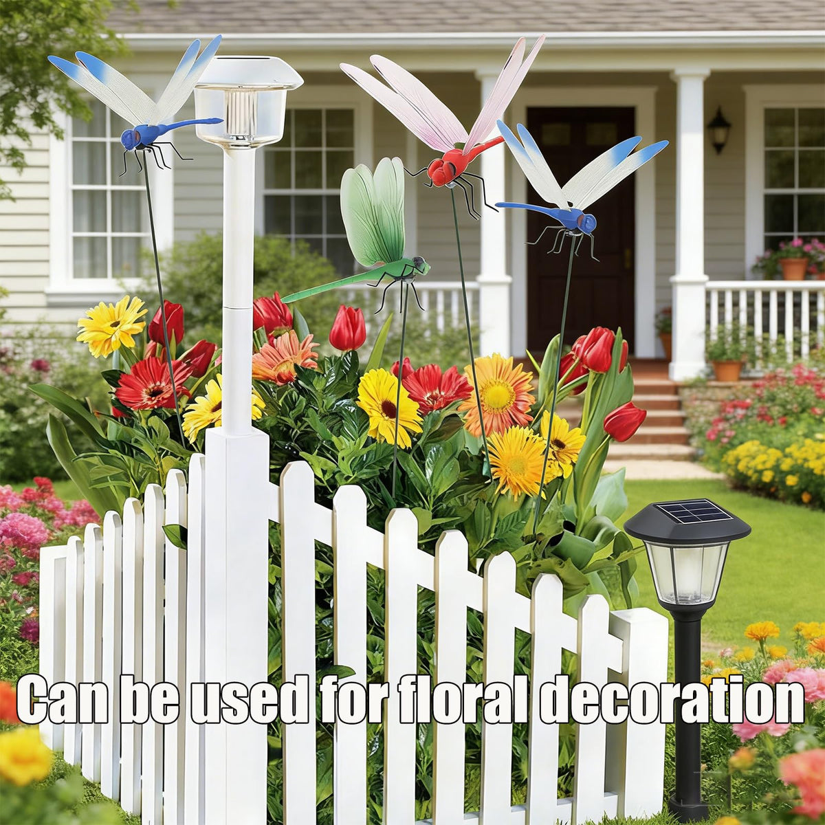 LVTEJPI Dragonfly Clip with yellow wings adds sunny contrast to flower beds