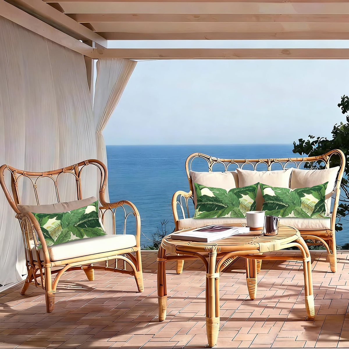 LVTXIII decorative garden lumbar enhances porch seating