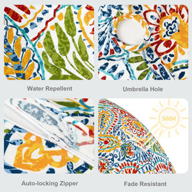 Fade-resistant fabric stays vibrant under sun for extended patio use.