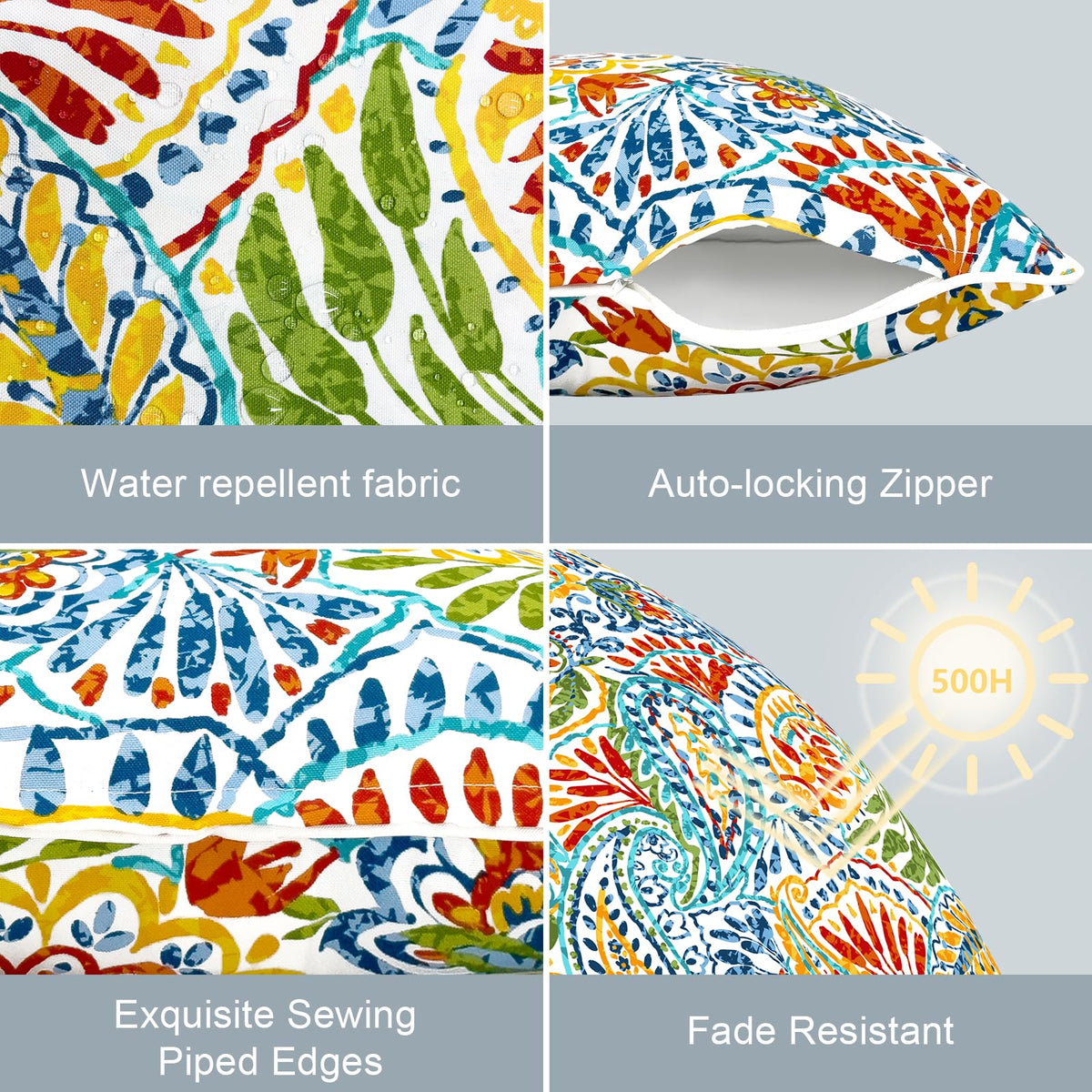 LVTXIII fade- and water-repellent fabric protects cushions outdoors.