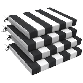 LVTXIII outdoor chair cushions on a patio, side view in cabana black for all-weather seating