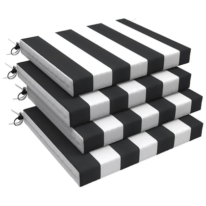 LVTXIII outdoor chair cushions on a patio, side view in cabana black for all-weather seating