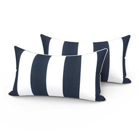 LVTXIII outdoor lumbar pillow with white piping adds durable style to patio furniture
