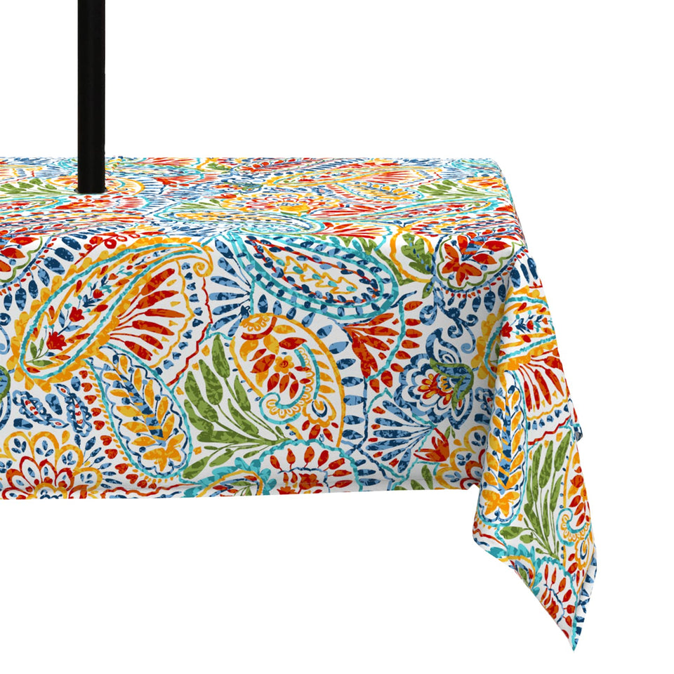 LVTXIII outdoor rectangle tablecloth in paisley multi, ideal for stylish alfresco dining.