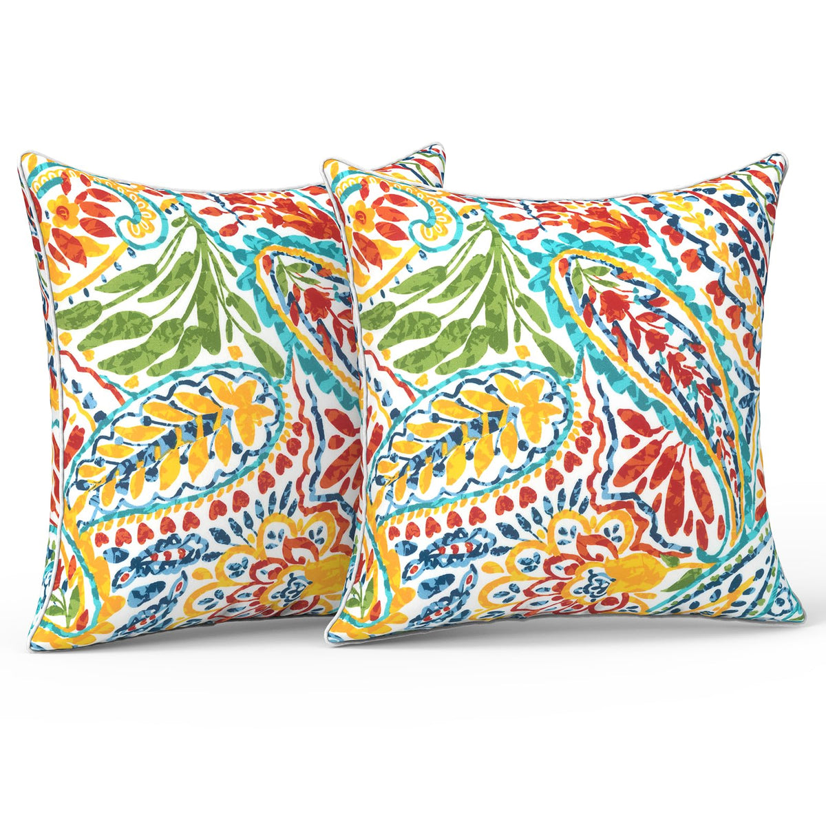 LVTXIII paisley multi outdoor pillow cover 18x18, weather-resistant for patio decor