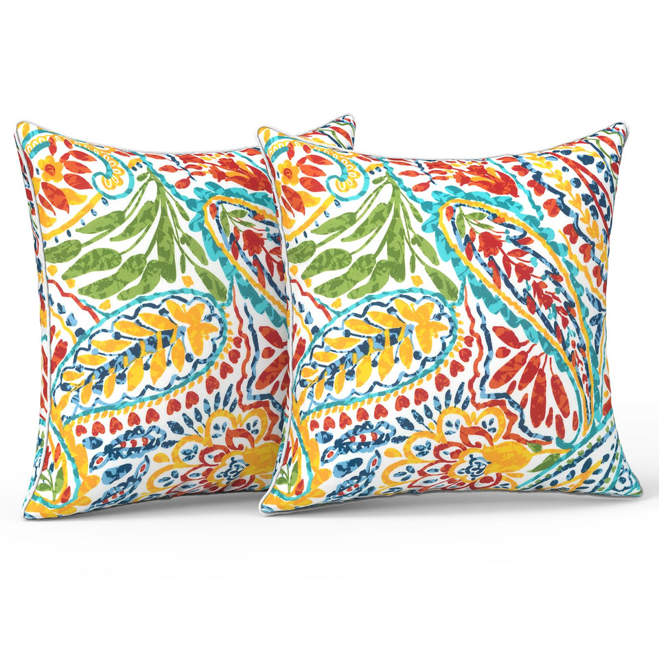 LVTXIII paisley multi outdoor pillow cover 18x18, weather-resistant for patio decor