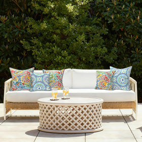 LVTXIII square pillow cover in paisley multi, fade-resistant for sun exposure
