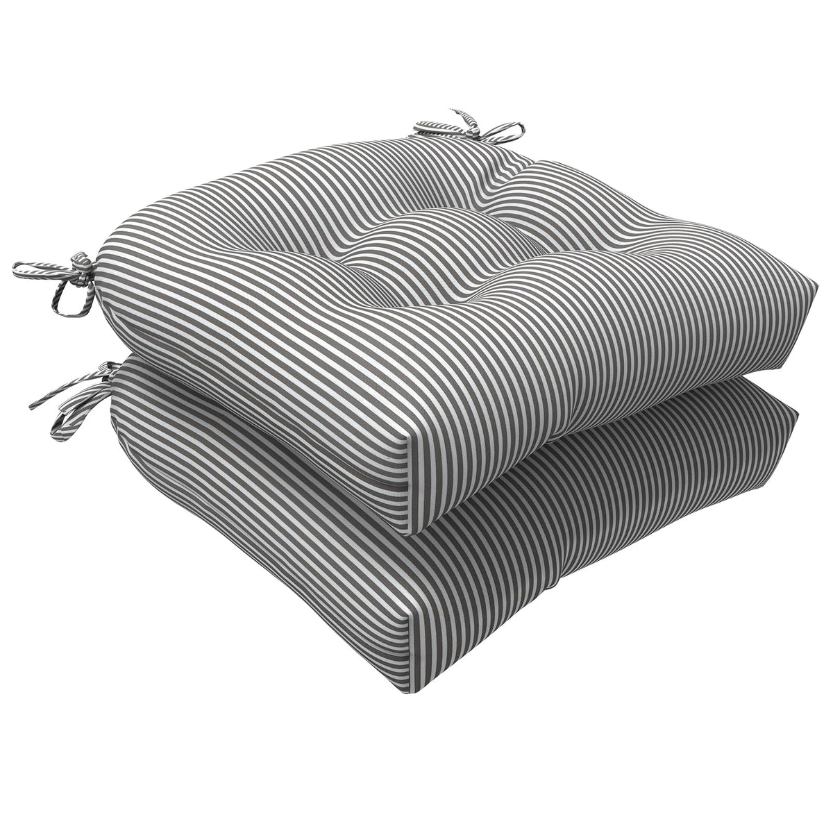 LVTXIII patio cushion Topanga Stripe Grey offers plush comfort for outdoor seating.