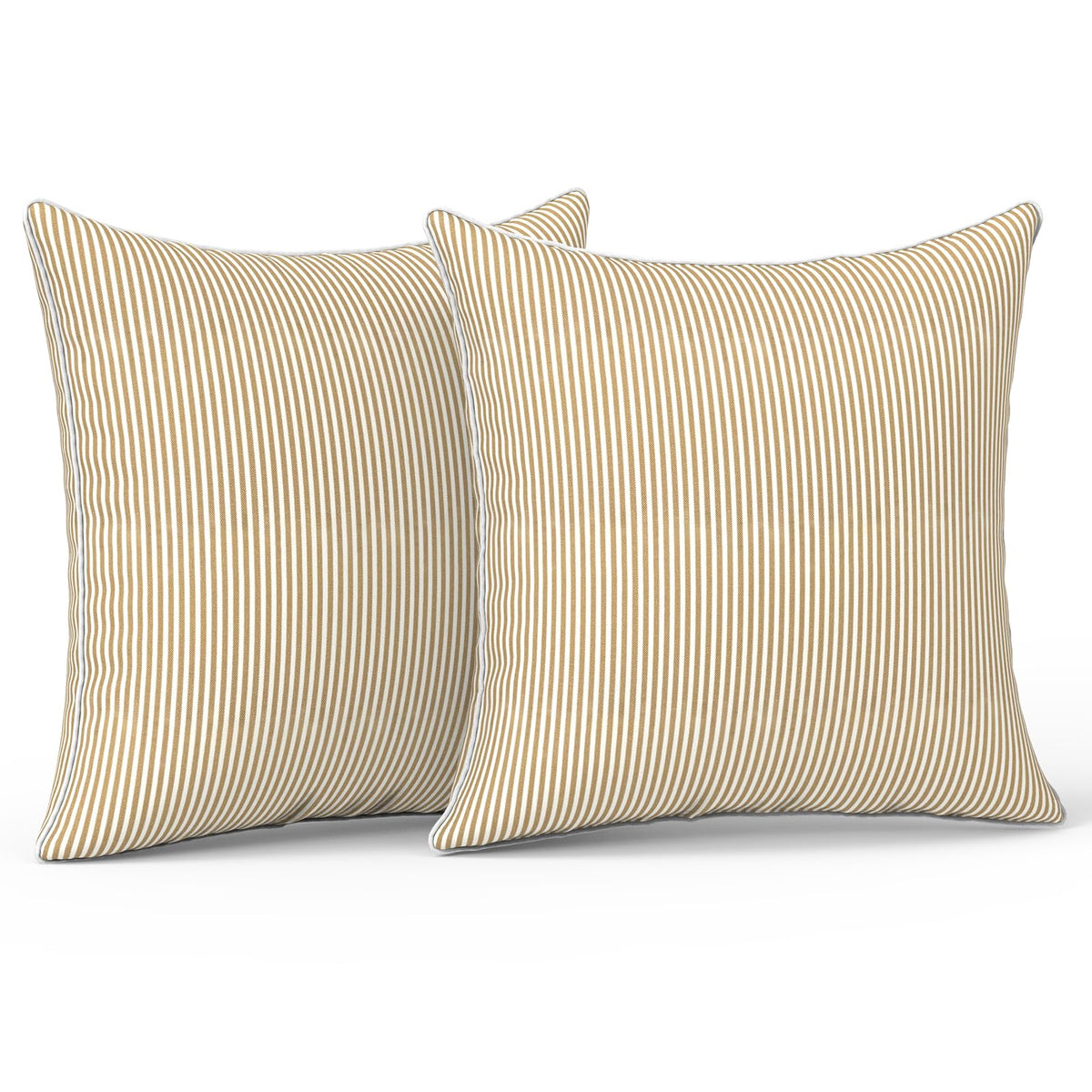 LVTXIII strip beige pillow cover close-up showing durable outdoor fabric for all-weather use