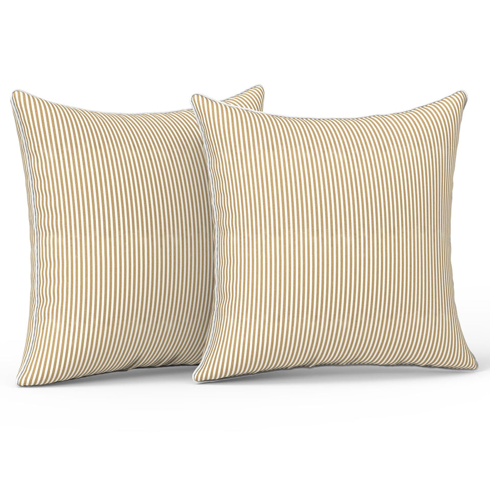 LVTXIII strip beige pillow cover close-up showing durable outdoor fabric for all-weather use