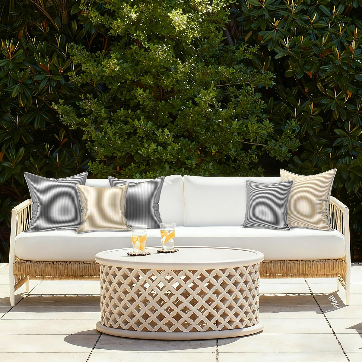 LVTXIII pillow cover with white welt piping for a refined, polished look