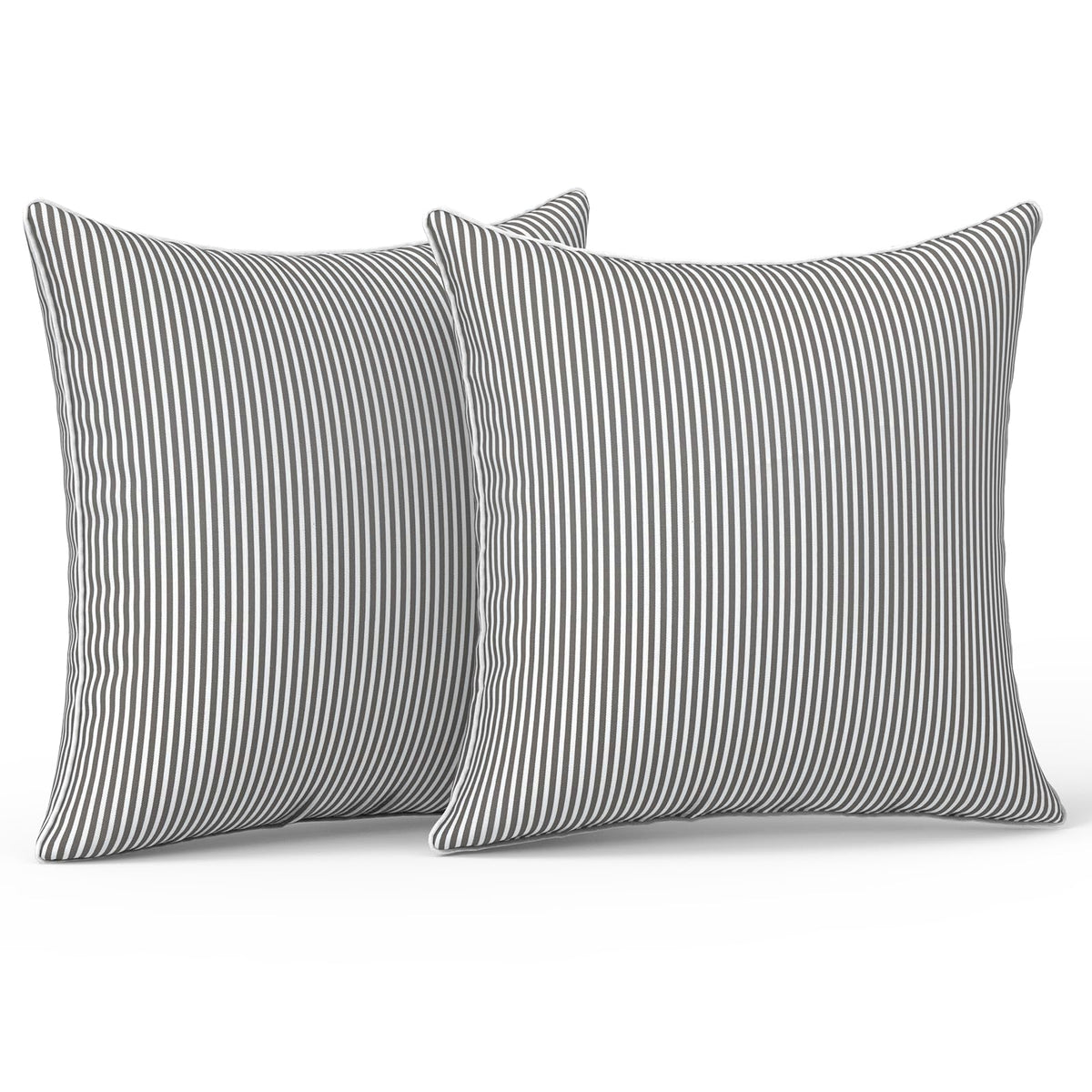 LVTXIII strip-grey outdoor-pillow close-up showing water-repellent fabric for patio use.