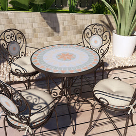 LVTXIII tufted round cushions offer dual-sided print for extended lifespan.