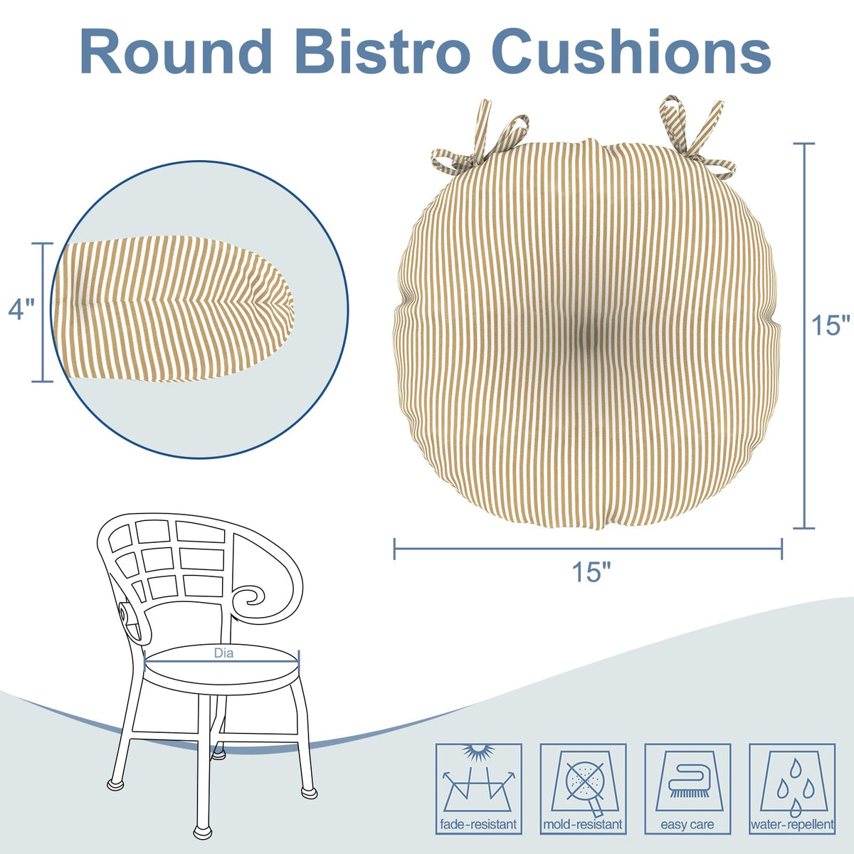 LVTXIII cushions with water-repellent coating resist moisture for easy patio upkeep.