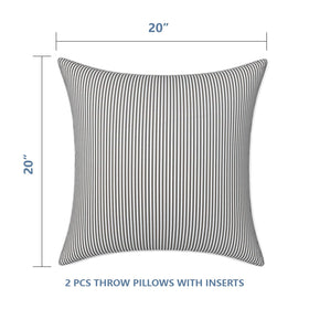 LVTXIII outdoor pillow grey strip water-repellent for year-round use