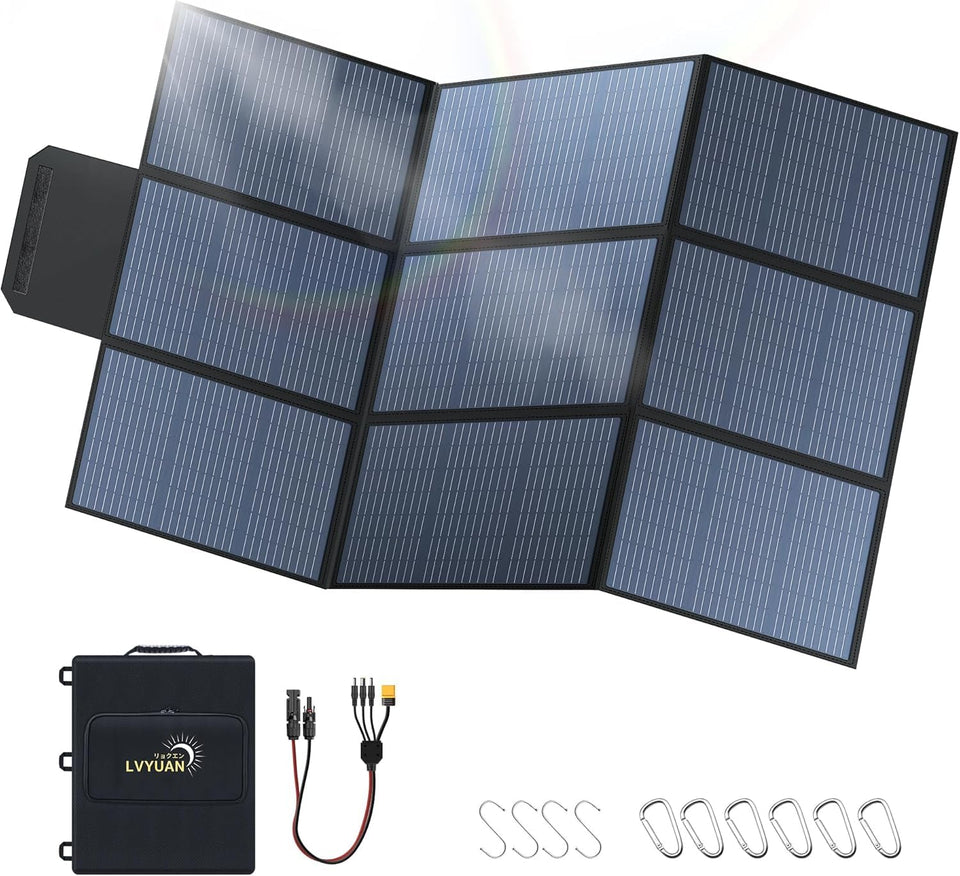 LVYUAN 400W folded panel in compact closed form for travel.