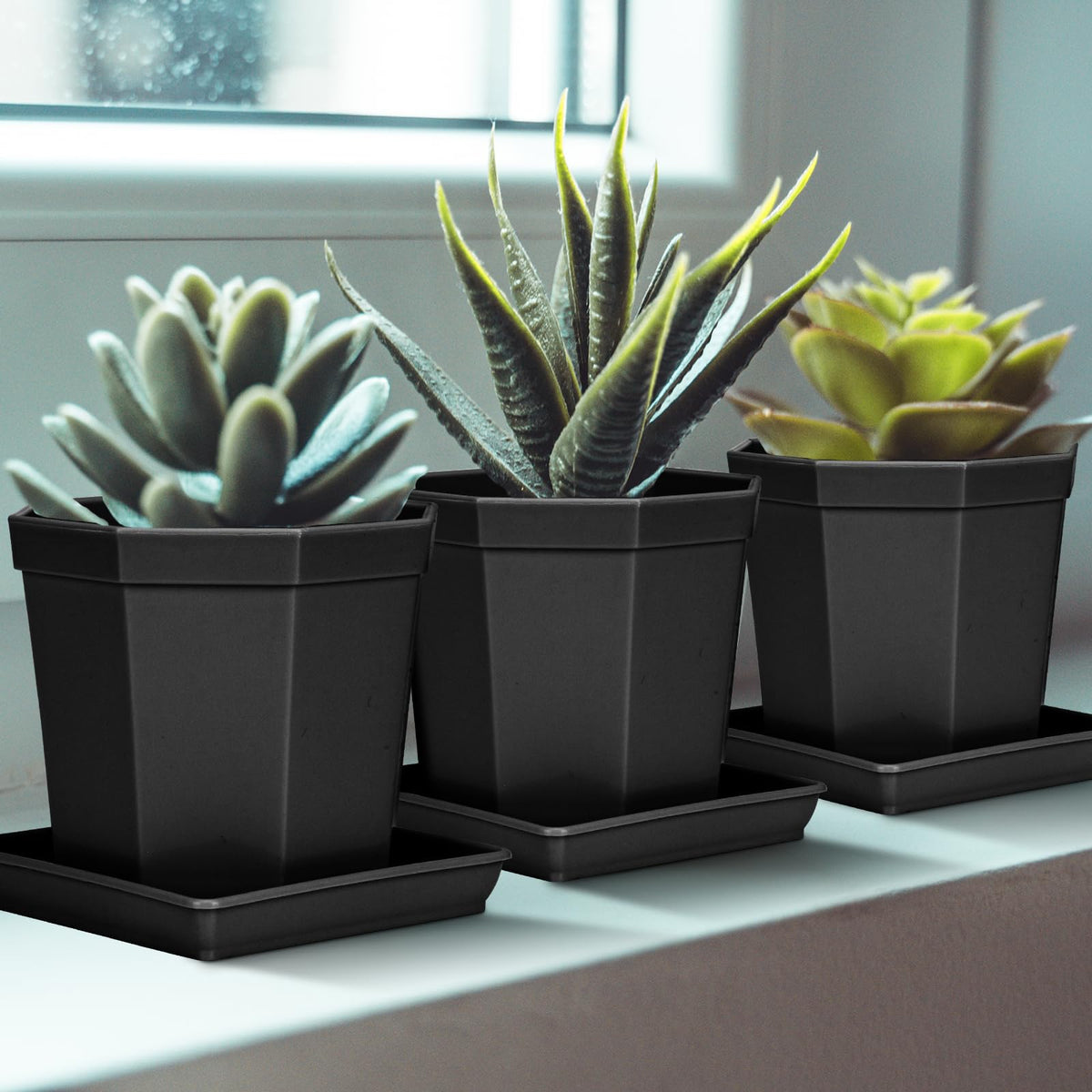 LWALRS recyclable plastic plant tray 8-inch durable for heavy pots.