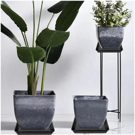 LWALRS square plant saucer 16-inch, outdoor patio use with pots.