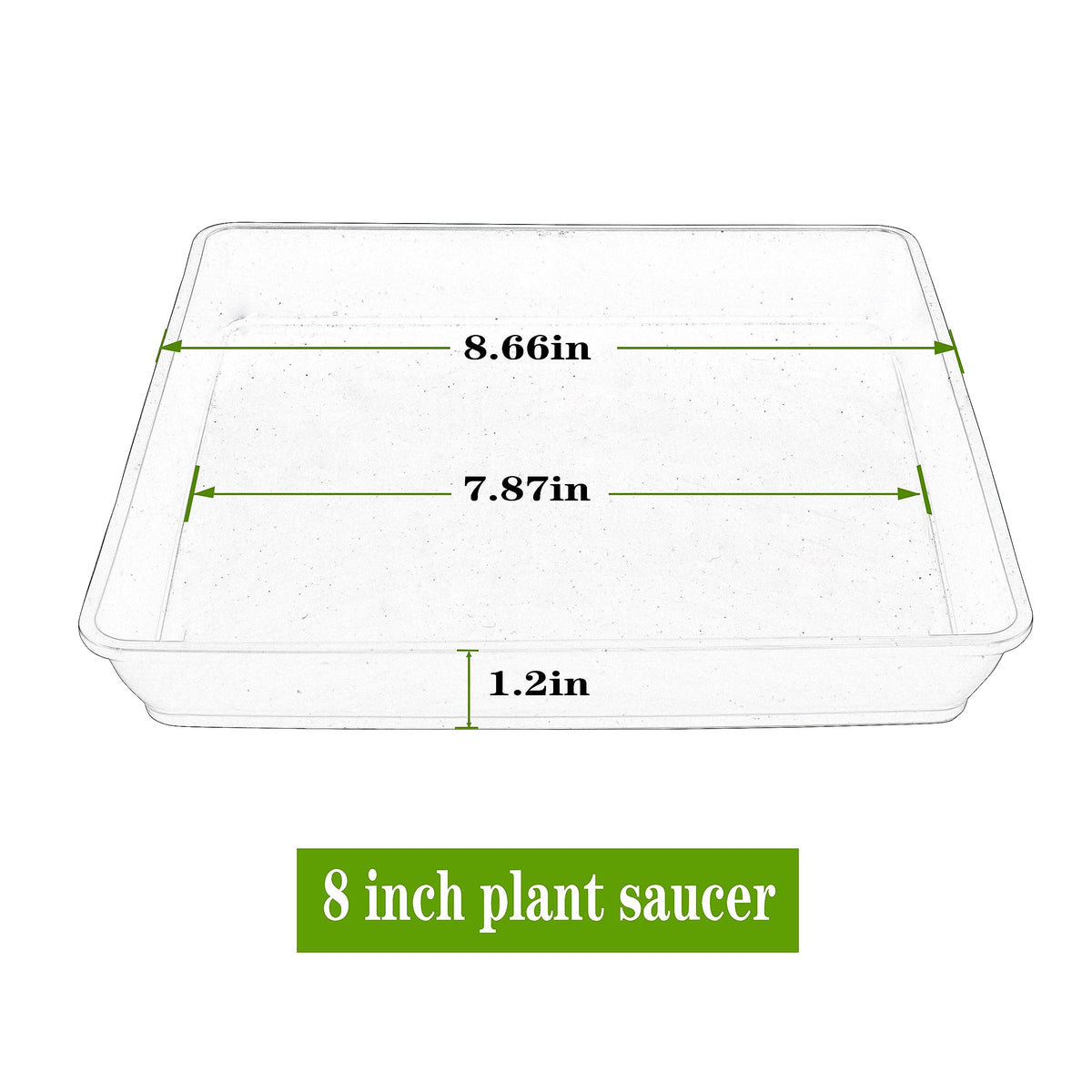 LWALRS square saucer 8-inch dimensions show top and bottom sizes for fit.