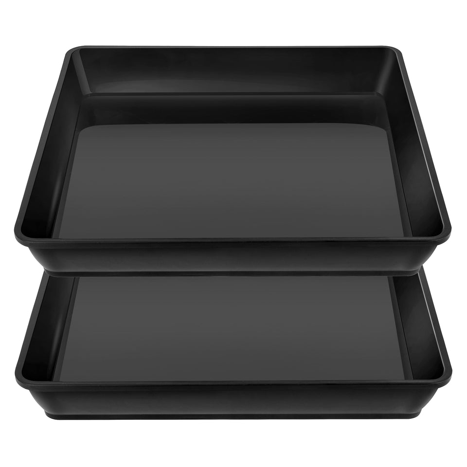 LWALRS square plant saucer in 14-inch size catches excess water and protects flooring.