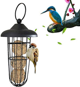 LWINGFLYER Black Suet Ball Feeder front view highlights weather-resistant outdoor design