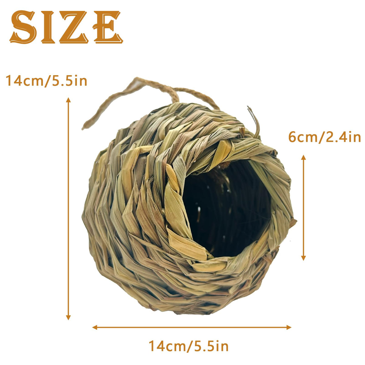 LWINGFLYER hand-woven nest house with natural grass enhances garden habitat.